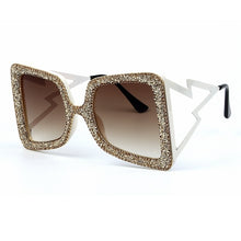 Load image into Gallery viewer, Oversize Sunglasses Women Big Wide Temple Bling Stones Fashion Shades UV400 Vintage
